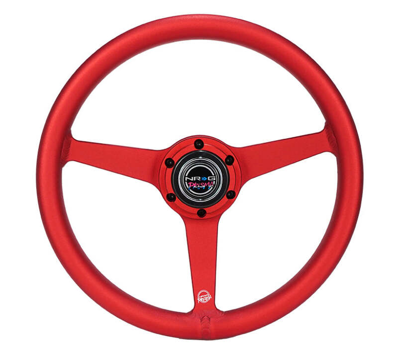 NRG Aluminum Steering Wheel 330mm - Heritage Solid Spoke - Ergonomic Grip - Anadized Red - RST-071-RD - front view