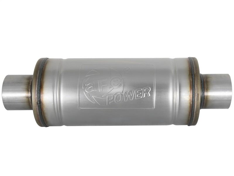 aFe MACH Force-Xp 409 SS Muffler 3in Center/Center 14in L x 6in Dia - Round Body - 49M00012