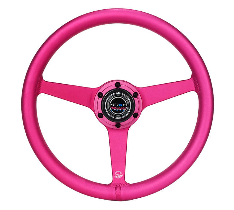 NRG Aluminum Steering Wheel 330mm - Heritage Solid Spoke - Ergonomic Grip - Anadized Pink - RST-071-PK - front view
