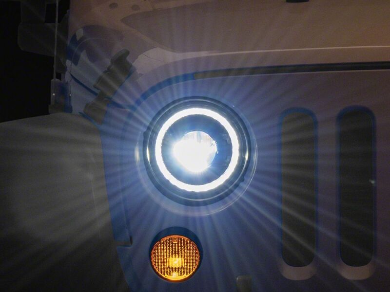Raxiom 07-18 Jeep Wrangler JK 7-Inch V2 Dragon Eye LED Headlights- Black Housing- Clear Lens - J195064 - front view