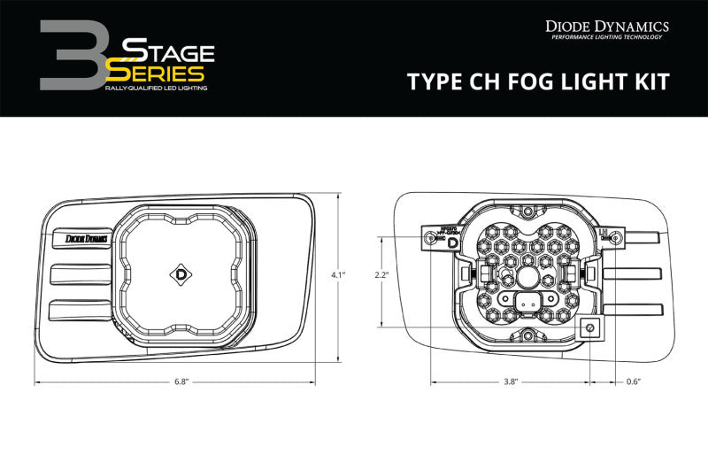 Diode Dynamics SS3 Type CH LED Fog Light Kit Sport ABL - White SAE Fog - DD7302 for 2007-2020 Chevrolet Tahoe - package conte