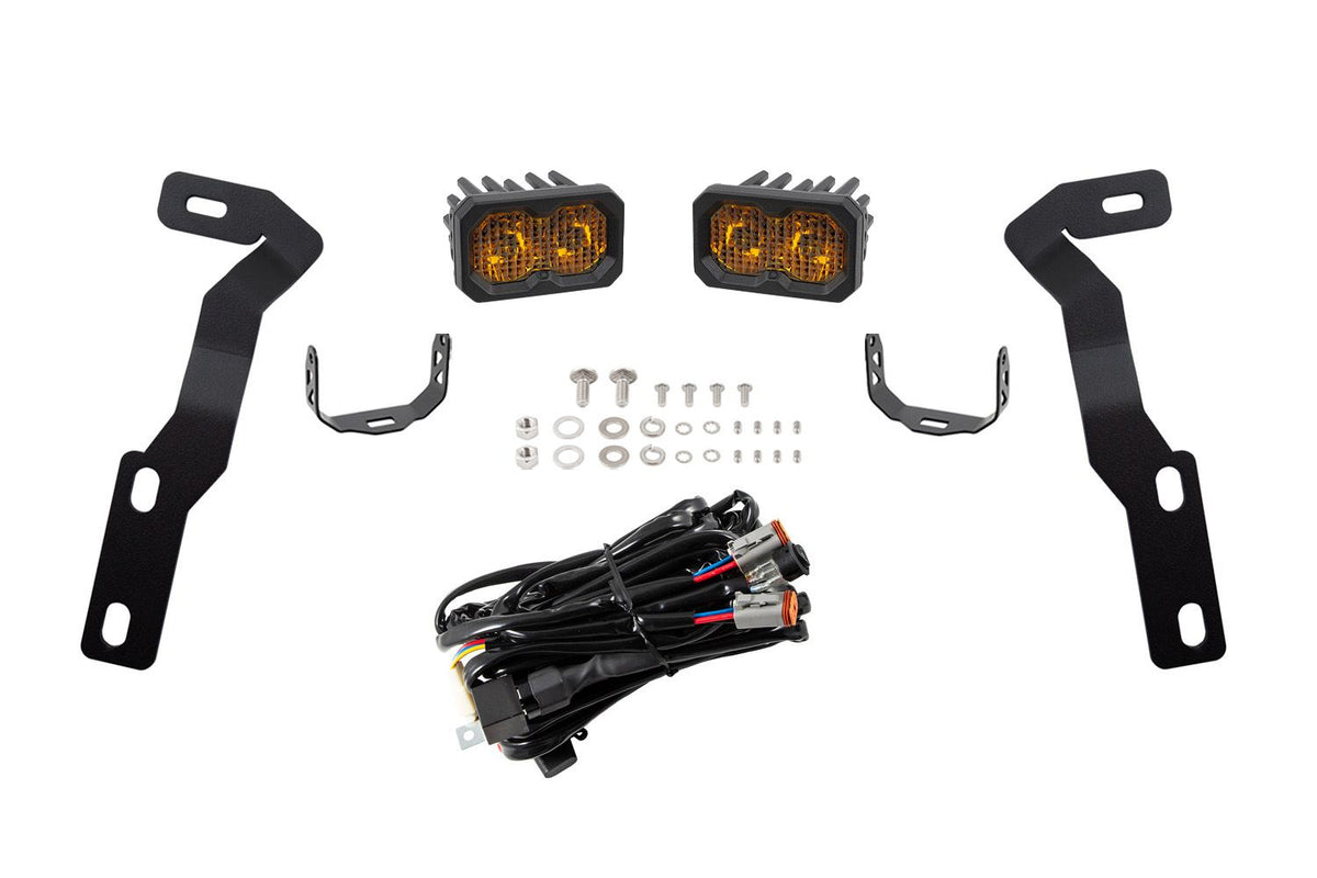 Diode Dynamics 16-21 Toyota Tacoma Stage Series 2in LED Ditch Light Kit - Yellow Pro Combo - DD6379