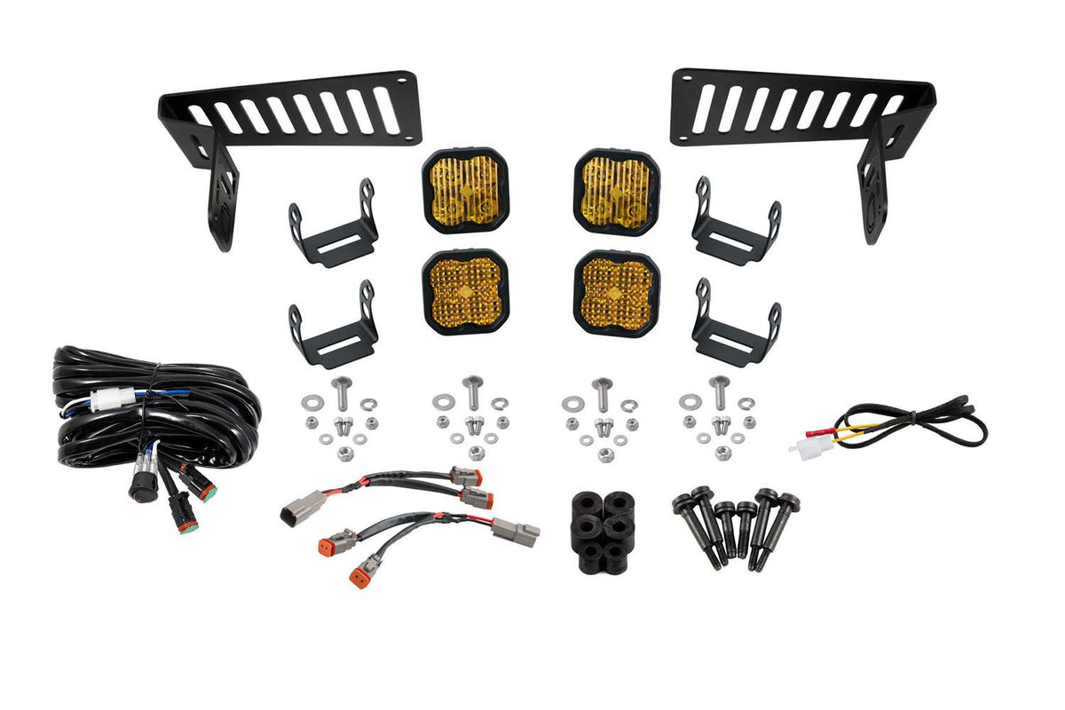 Diode Dynamics 18-21 Jeep JL Wrangler/Gladiator SS3 Cowl LED Bracket Kit - Yellow Sport - DD6555