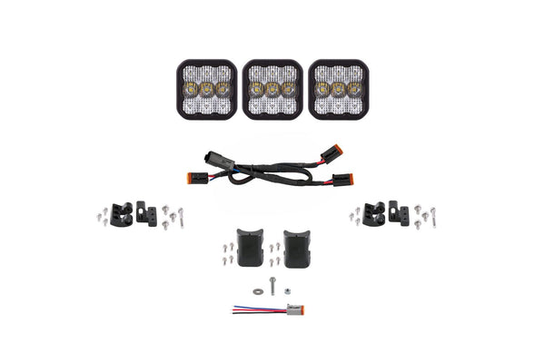 Diode Dynamics SS5 Sport Universal CrossLink 3-Pod Lightbar - White Combo - DD6792 by Diode Dynamics - front view