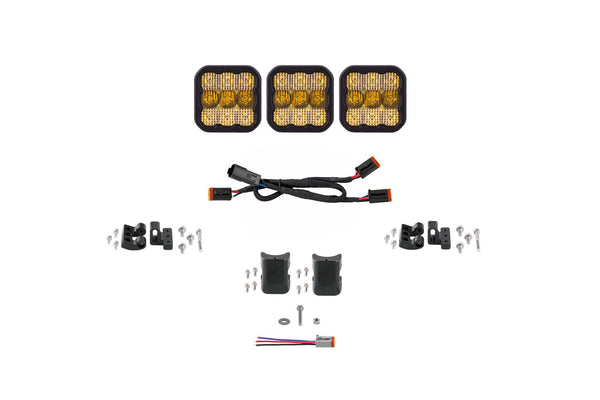 Diode Dynamics SS5 Sport Universal CrossLink 3-Pod Lightbar - Yellow Combo - DD6793 by Diode Dynamics - front view