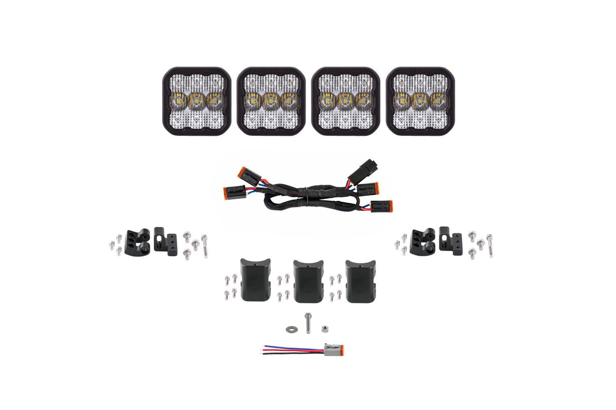 Diode Dynamics SS5 Sport Universal CrossLink 4-Pod Lightbar - White Combo - DD6794