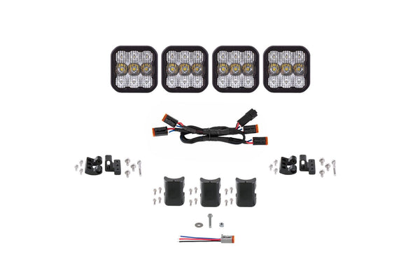 Diode Dynamics SS5 Sport Universal CrossLink 4-Pod Lightbar - White Combo - DD6794 by Diode Dynamics - front view