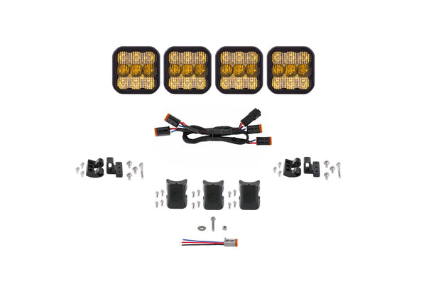 Diode Dynamics SS5 Sport Universal CrossLink 4-Pod Lightbar - Yellow Combo - DD6795 by Diode Dynamics - front view