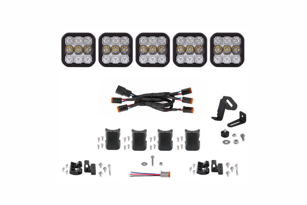 Diode Dynamics SS5 Sport Universal CrossLink 5-Pod Lightbar - White Combo - DD6796 by Diode Dynamics - front view