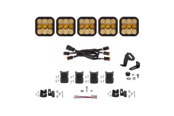 Diode Dynamics SS5 Sport Universal CrossLink 5-Pod Lightbar - Yellow Combo - DD6797 by Diode Dynamics - front view