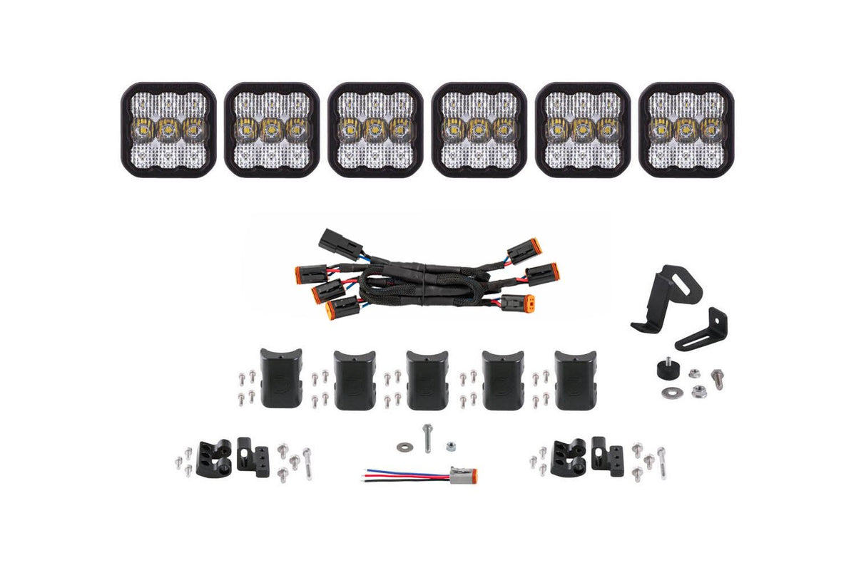 Diode Dynamics SS5 Sport Universal CrossLink 6-Pod Lightbar - White Combo - DD6798