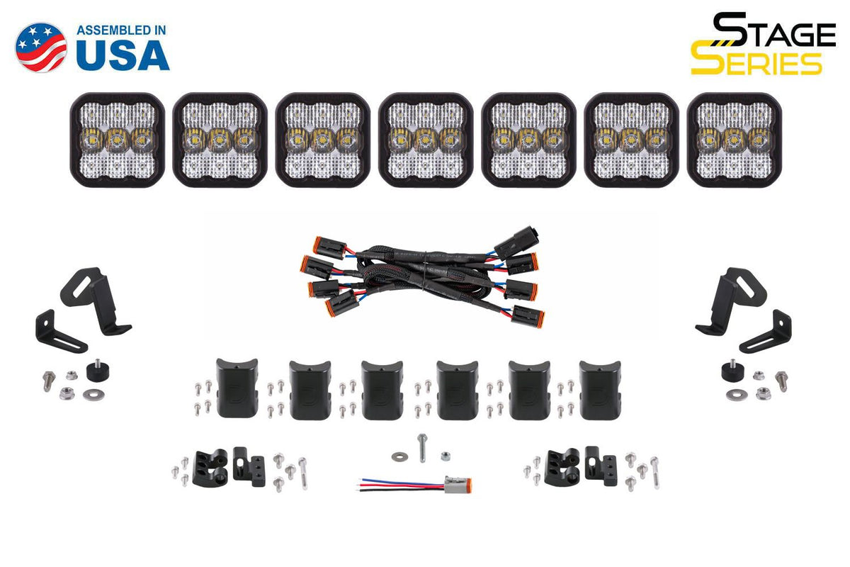 Diode Dynamics SS5 Pro Universal CrossLink 7-Pod Lightbar - Yellow Driving - DD7259