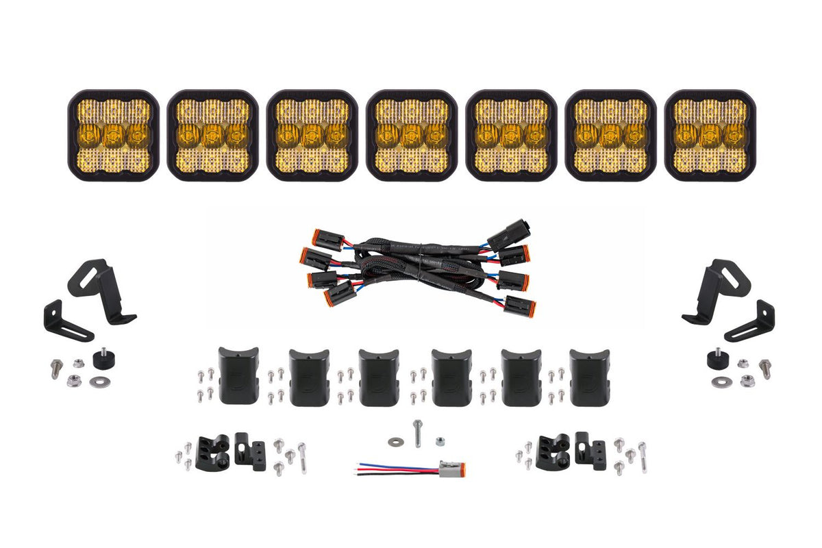 Diode Dynamics SS5 Sport Universal CrossLink 7-Pod Lightbar - Yellow Combo - DD6801
