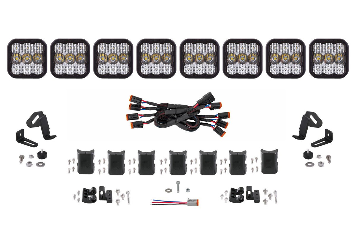Diode Dynamics SS5 Sport Universal CrossLink 8-Pod Lightbar - White Combo - DD6802