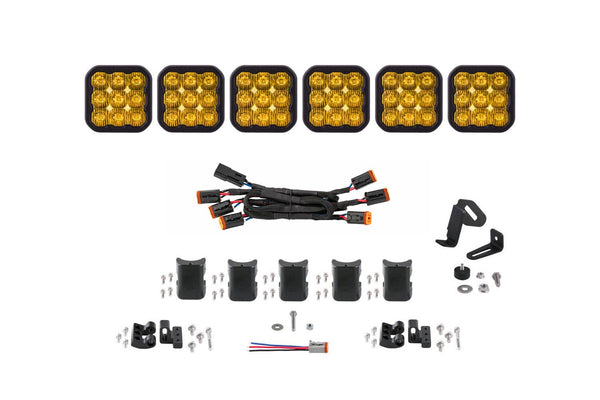 Diode Dynamics SS5 Sport Universal CrossLink 6-Pod Lightbar - Yellow Driving - DD7211 by Diode Dynamics - front view
