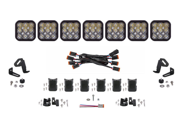 Diode Dynamics SS5 Sport Universal CrossLink 7-Pod Lightbar - White Driving - DD7212 by Diode Dynamics - front view