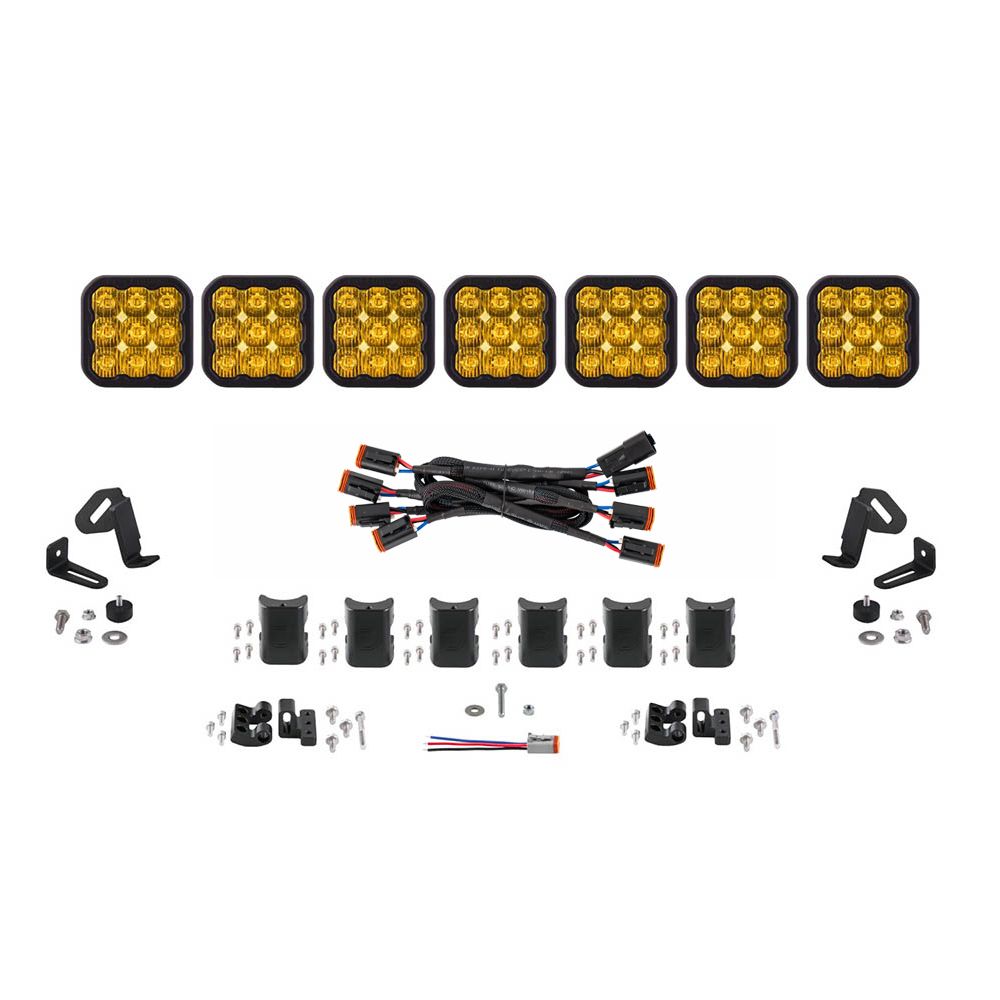 Diode Dynamics SS5 Sport Universal CrossLink 7-Pod Lightbar - Yellow Driving - DD7213