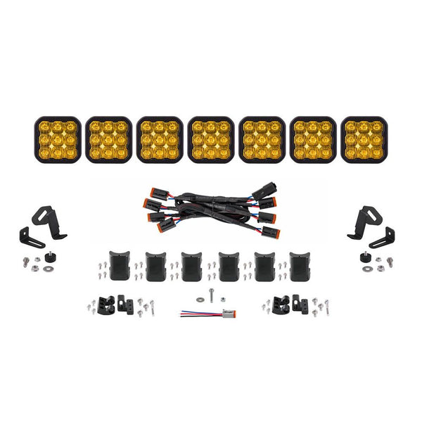 Diode Dynamics SS5 Sport Universal CrossLink 7-Pod Lightbar - Yellow Driving - DD7213 by Diode Dynamics - front view