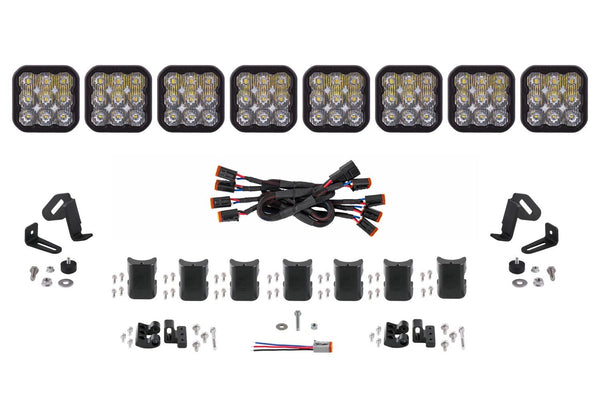 Diode Dynamics SS5 Sport Universal CrossLink 8-Pod Lightbar - White Driving - DD7214 by Diode Dynamics - front view