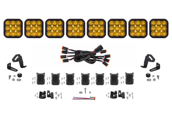 Diode Dynamics SS5 Sport Universal CrossLink 8-Pod Lightbar - Yellow Driving - DD7215 by Diode Dynamics - front view