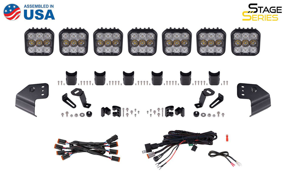 Diode Dynamics Bronco SS5 Pro CrossLink Windshield - Yellow Combo Lightbar Kit - DD7265