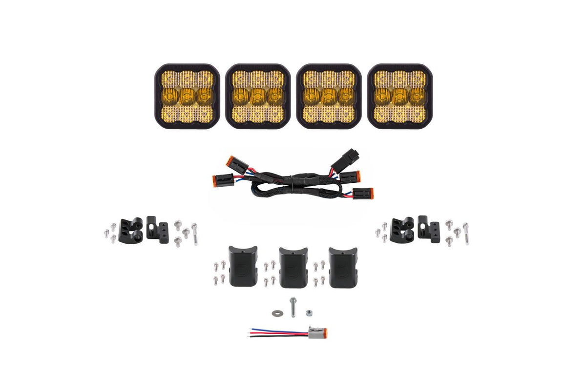 Diode Dynamics SS5 Pro Universal CrossLink 4-Pod Lightbar - Yellow Combo - DD7241