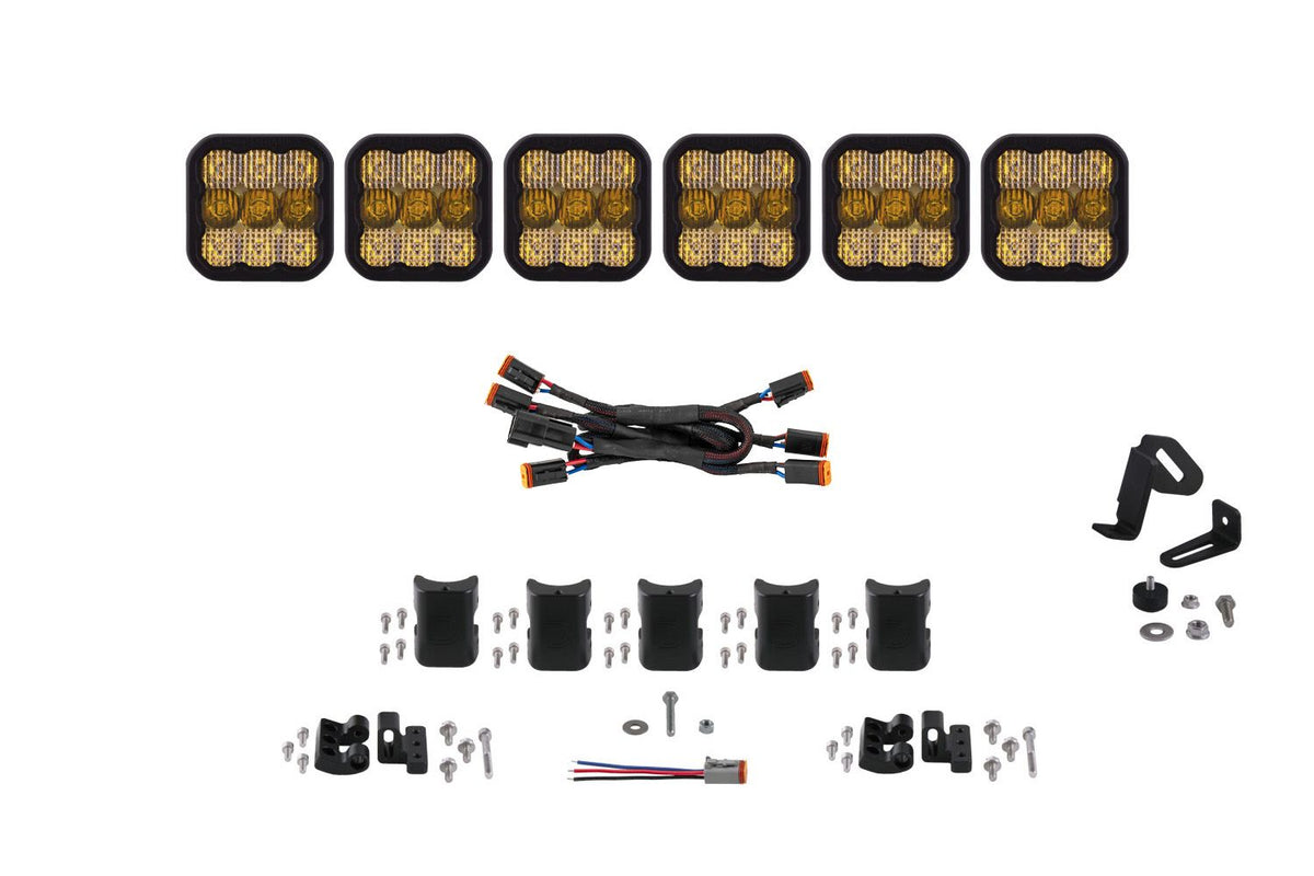 Diode Dynamics SS5 Pro Universal CrossLink 6-Pod Lightbar - Yellow Combo - DD7245