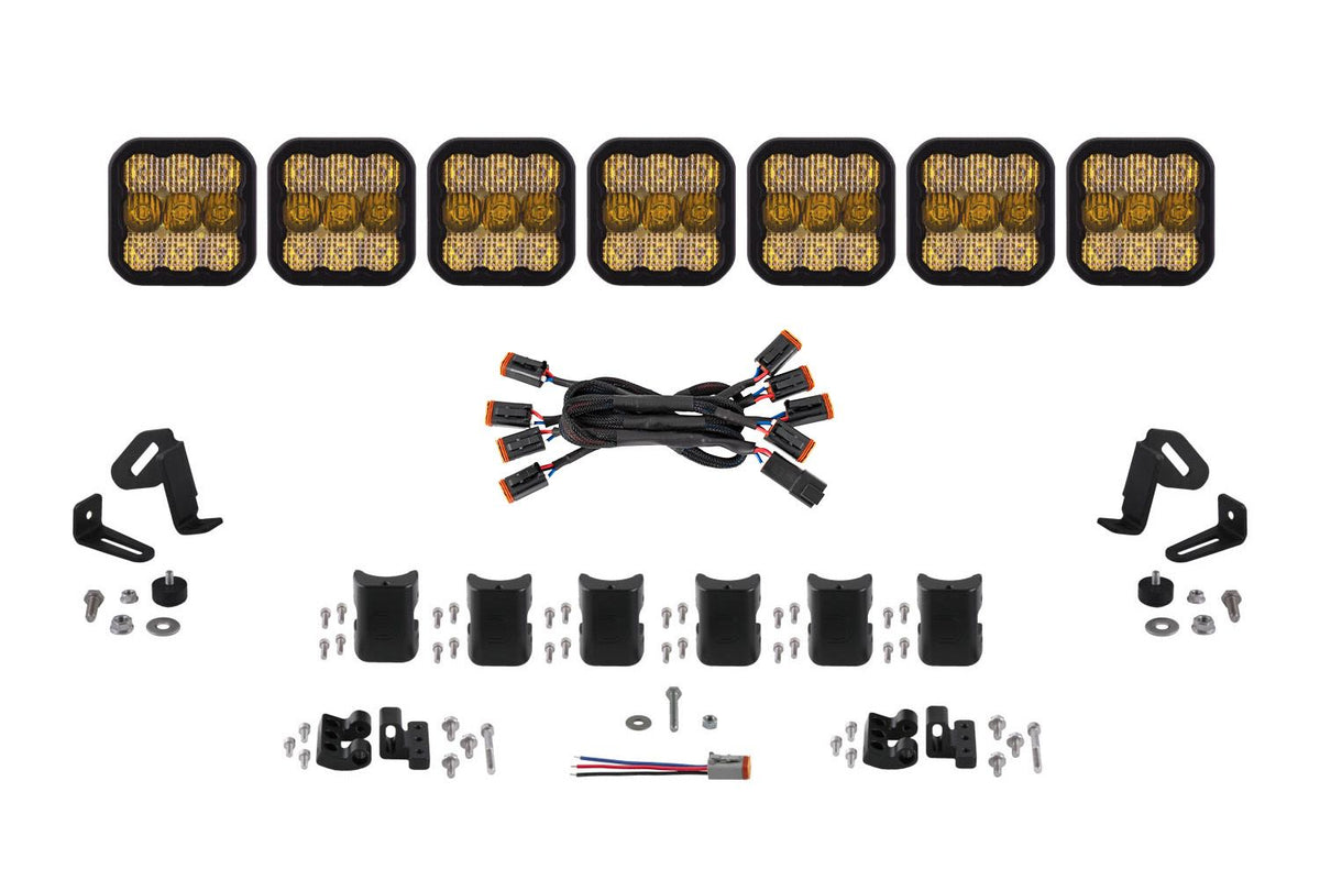 Diode Dynamics SS5 Pro Universal CrossLink 7-Pod Lightbar - Yellow Combo - DD7247