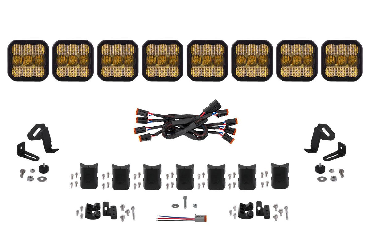 Diode Dynamics SS5 Pro Universal CrossLink 8-Pod Lightbar - Yellow Combo - DD7249