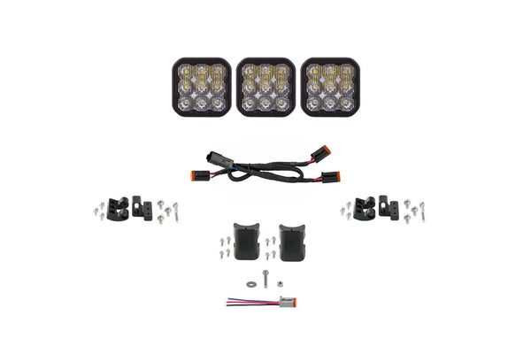 Diode Dynamics SS5 Pro Universal CrossLink 3-Pod Lightbar - White Driving - DD7250 by Diode Dynamics - front view
