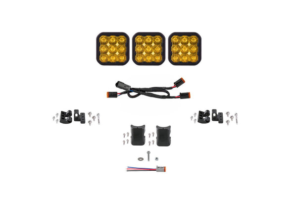 Diode Dynamics SS5 Pro Universal CrossLink 3-Pod Lightbar - Yellow Driving - DD7251 by Diode Dynamics - front view