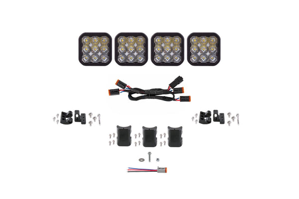 Diode Dynamics SS5 Pro Universal CrossLink 4-Pod Lightbar - White Driving - DD7252 by Diode Dynamics - front view