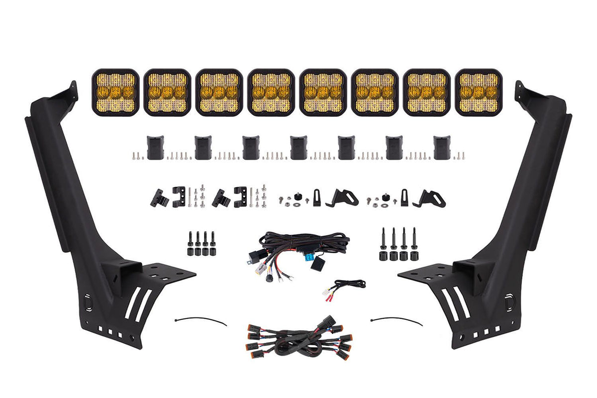Diode Dynamics Jeep JL SS5 Pro CrossLink Windshield - Yellow Combo Lightbar Kit - DD7263