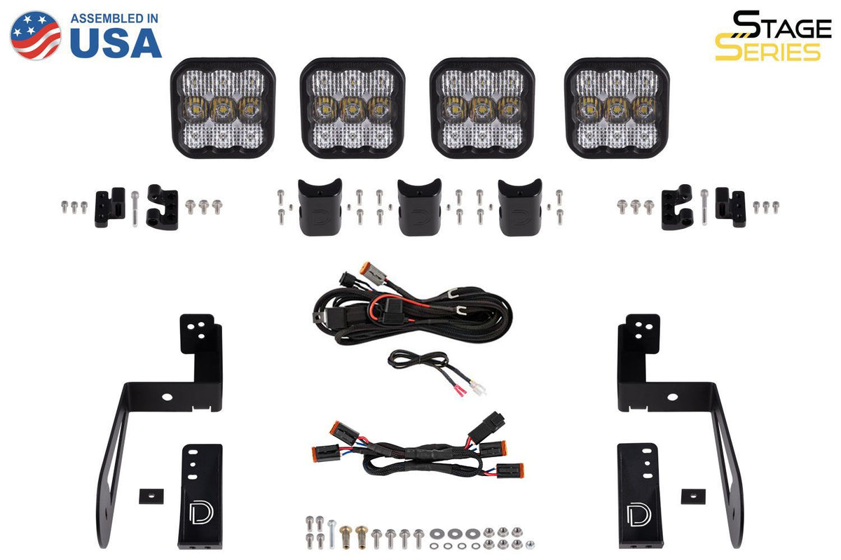 Diode Dynamics Jeep JK SS5 4-Pod CrossLink Grille Lightbar Kit Pro - White Combo - DD7272
