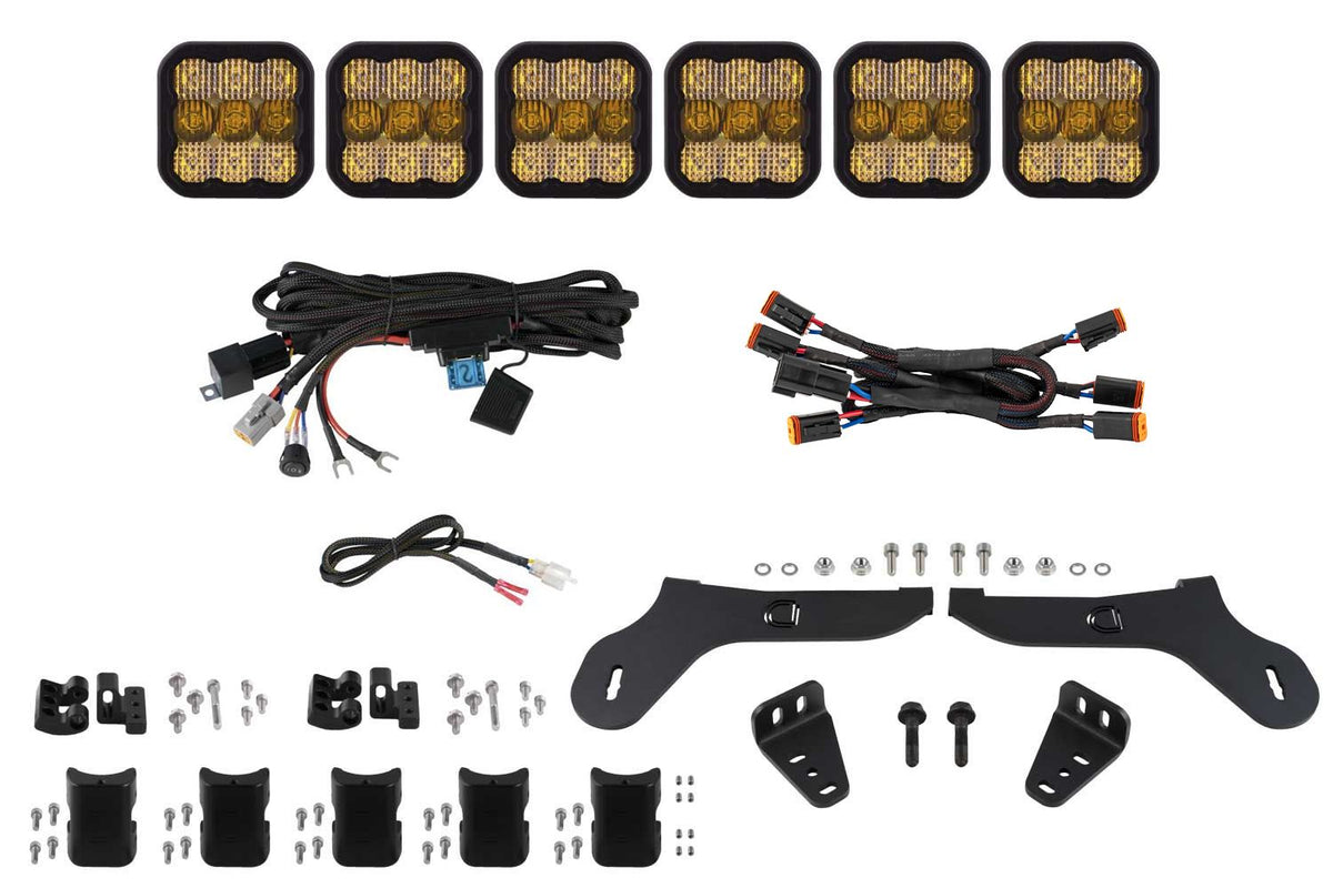Diode Dynamics 17-20 Ford Raptor SS5 Grille CrossLink Lightbar Kit - Yellow Pro Combo - DD7338