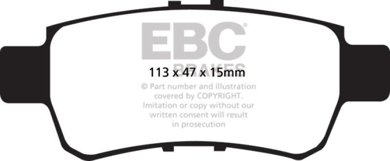 EBC 05-10 Honda Odyssey 3.5 Greenstuff Rear Brake Pads (For 11.7in. Rotors) - DP61744