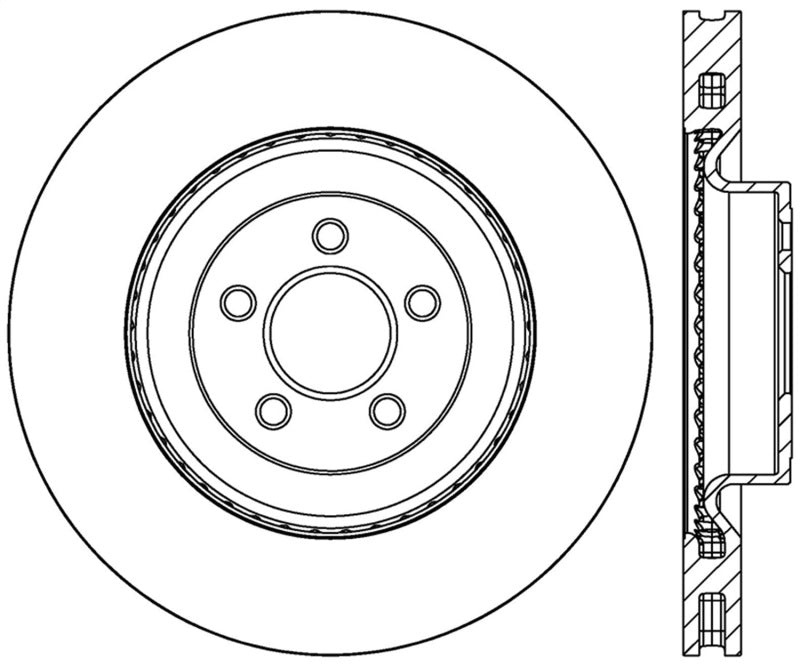 StopTech Slotted &amp; Drilled Sport Brake Rotor - 2015 Ford Mustang GT - Front Left - 127.61116L