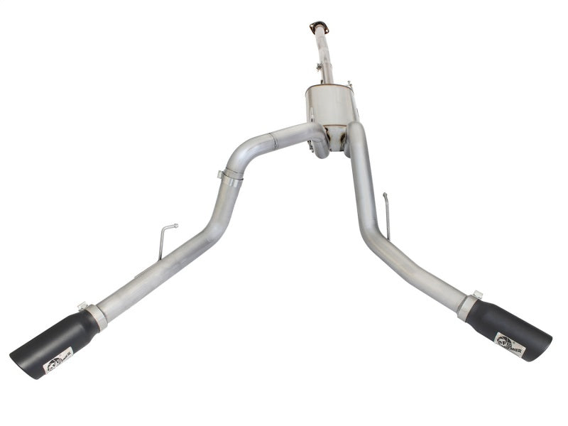 aFe MACHForce XP Exhaust 3in SS Dual Side Exit CB w/ Black Tips 15 Ford F150 Ecoboost V6-2.7L/3.5L - 49-43070-B