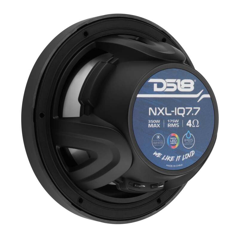 DS18 7.7in 2-Way 175 Watts RMS 4ohm Dgtl LED Lights Bullet Tweeter Cvrs Incl Blk Built-in Deck Light - NXL-IQ7.7/BK - additional view 1