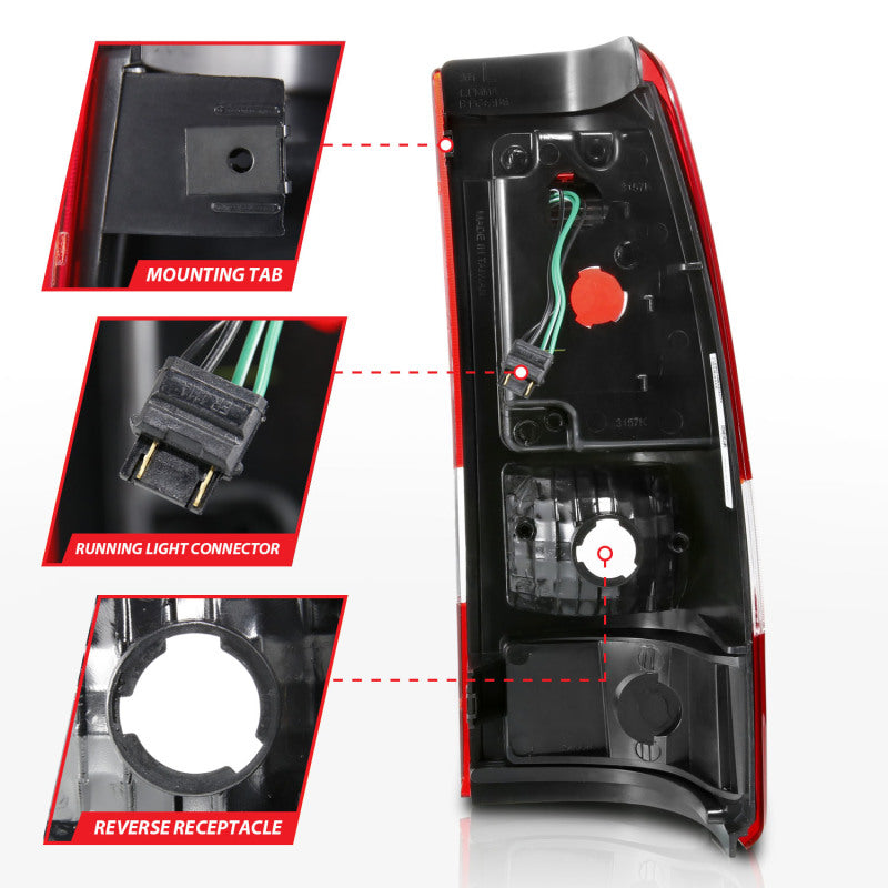 ANZO 1999-2002 Chevy Silverado 1500 LED Taillights Plank Style Black w/Clear Lens - 311324