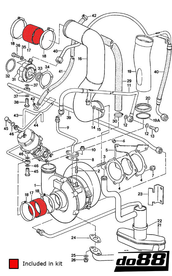 do88 - Porsche 930 Turbo Inlet hoses for turbo - DO88-KIT145S
