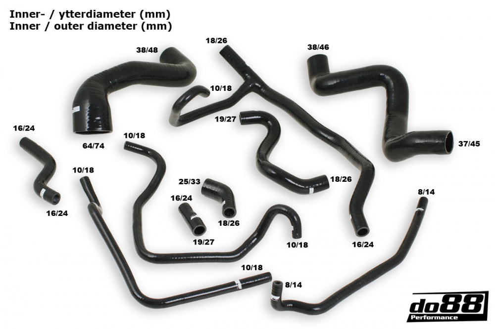 do88 - Porsche 968 Coolant hoses Black - CLAMP-KIT178