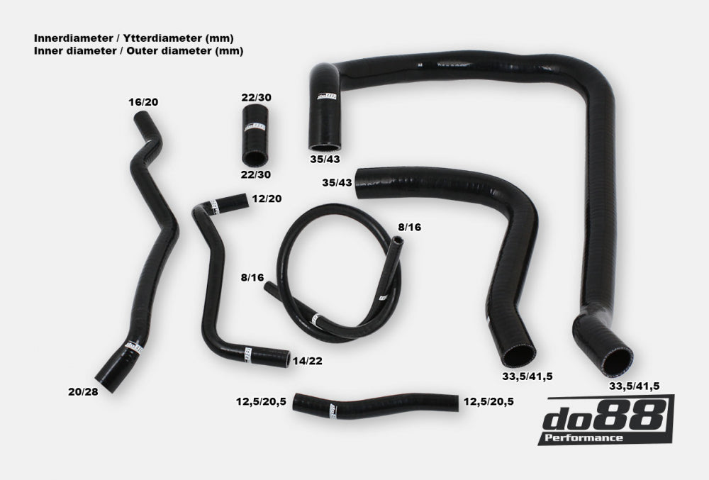 do88 - Volvo 740 760 780 940 960 D24 Coolant hoses Black - DO88-KIT206S