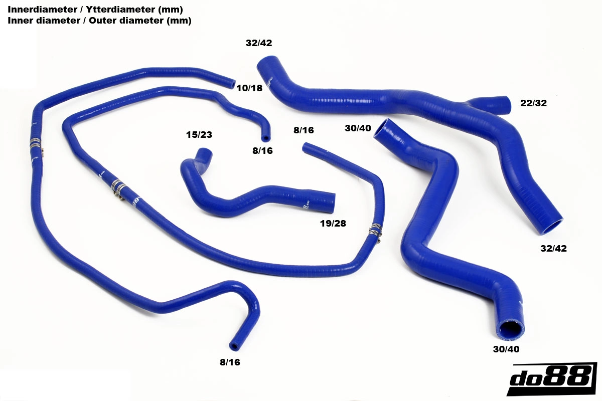 do88 - Volvo C30/C70/S40/V50 Turbo 04-13 Coolant hoses Black - DO88-KIT38S