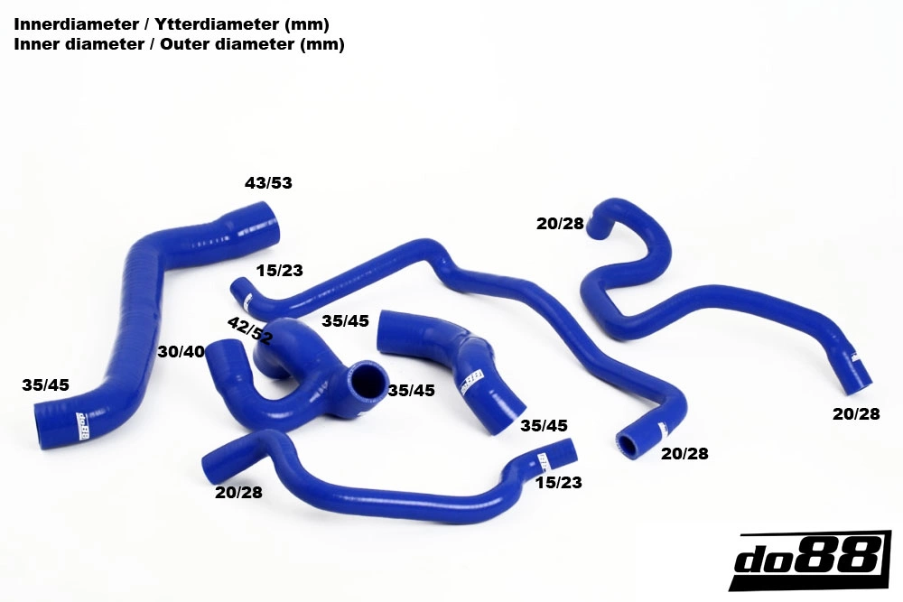 do88 - Opel Calibra Vectra A Turbo C20LET Coolant hoses Blue - DO88-KIT92R