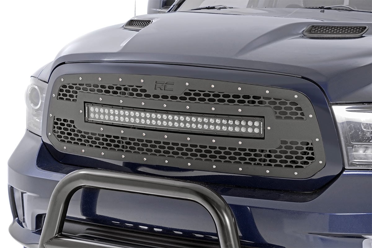Mesh Grille | 30&quot; Dual Row LED | Black | Ram 1500 2WD/4WD (2013-2018 &amp; Classic)