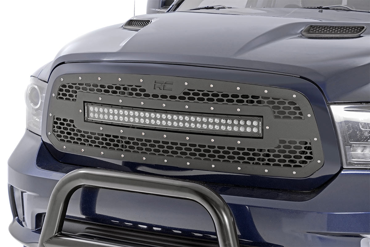 Mesh Grille | 30&quot; Dual Row LED | Black | White DRL | Ram 1500 2WD/4WD (13-18 &amp; Classic)