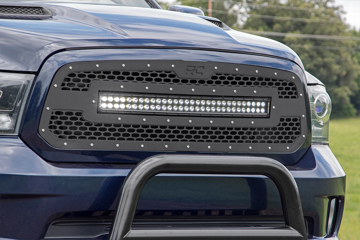 Mesh Grille | 30&quot; Dual Row LED | Black | White DRL | Ram 1500 2WD/4WD (13-18 &amp; Classic)