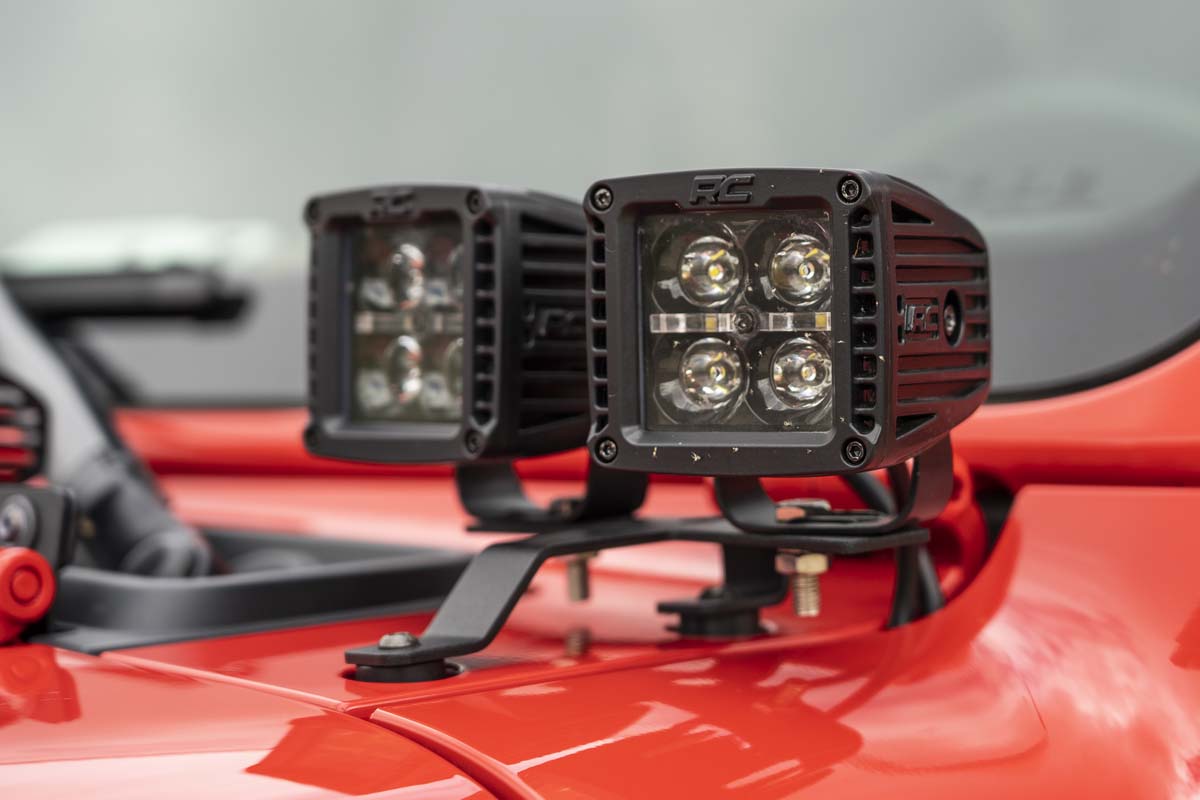 LED Light Kit | Quad | Cowl Mount | 2&quot; Black | Amber DRL | Jeep Gladiator JT/Wrangler JL (18-24)
