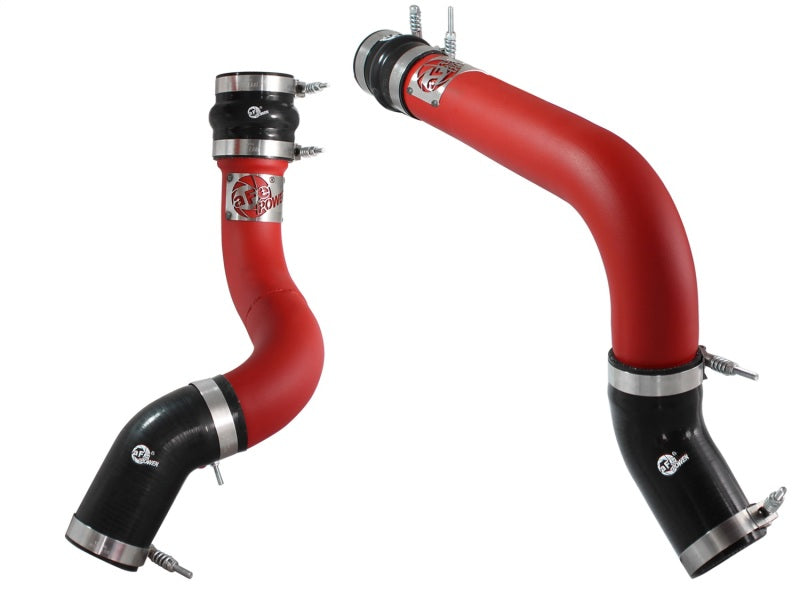 aFe BladeRunner 3in Red Intercooler Tubes Hot &amp; Cold Side Kit for 13-14 Dodge RAM Diesel 6.7L (td) - 46-20134-R